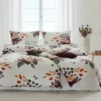 Cotonea Satin Bio Bettwäsche Herbstblumen 135x200 cm + 80x80 cm - bunt