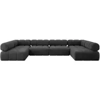 ALTDECOR Modulares Sofa Ecksofa in U-Form - Garvo-U2 - 380x190x70 cm Schwarz Corner modular Sofa Eckcouch Couch Wohnlandschaft Cauchsofa Polstersofa