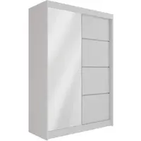 ALTDECOR Kleiderschrank mit Spiegel und Schiebetüren, kugelgelagerte Führungsschienen und Aluminium-Leisten - PAOKI - 150 cm Weiß