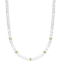 Luxenter Halskette aus 925er Sterlingsilber und weißem Perlmutt mit 18k Gelbgold-Finish | Gr.: onesize