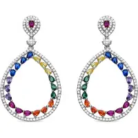 Luxenter -Ohrringe aus 925er Sterlingsilber und mehrfarbigem Zirkonia mit Rhodiumbeschichtung – Tonmei
