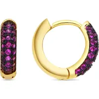 Luxenter Ohrringe mit 9 mm Durchmesser, 18 Karat Gelbgold-Finish und Zirkonia-Rubin – Krax