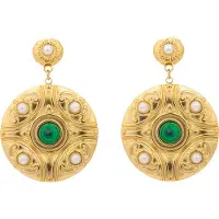 Luxenter -Ohrringe mit 18-karätiger Gelbgold-Finish und Malachit – Kiak