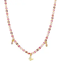 Luxenter Halskette aus 925er Sterlingsilber und rosa lackierte mit 18K Gelbgold-Finish | Gr.: onesize