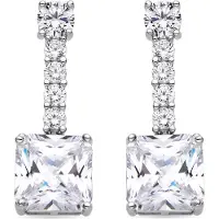 Luxenter -Ohrringe aus 925er Sterlingsilber und glänzendem Zirkonia mit Rhodiumbeschichtung – Asju
