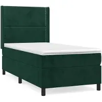 vidaXL Boxspringbett mit Matratze Dunkelgrün 100x200 cm Samt