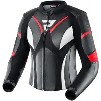 Rebelhorn Rebel Damen Motorrad Lederjacke, schwarz/weiß/rot, 38