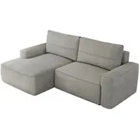MKS Meble Sofa mit Schlaffunktion - Ecksofa mit Schlaffunktion und Bettkasten - Sofa 3 Sitzer - Schlafsofa - Couch - Schlafsofa mit Bettkasten - Belluno - Hellgrau Strukture - Links