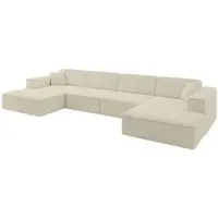 ALTDECOR Ecksofa in U-Form IREA-U2-v4 386x165x77 cm Beige Corner Sofa Bett Eckcouch Couch L-Form Wohnlandschaft Cauchsofa
