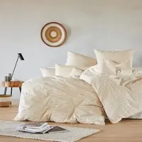 Cotonea Bio-Bettwäsche Pur Streifen 155x220 cm + 80x80 cm - beige