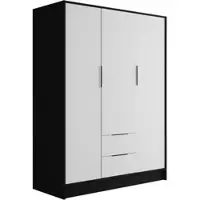 ALTDECOR Kleiderschrank mit Flügeltüren, Garderobenschrank mit viel Stauraum, Vielseitiger Drehtürenschrank, Schrank KOLIN 150x200 cm Schwarz Weiß