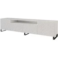 ALTDECOR TV-Schrank ZENO-S mit Gefrästen Fronten 200x53x41 Lowboard, TV Möbel, TV Cabinet, Fernsehtisch, Fernseher Schrank, TV Kommode, TV Tisch, TV Sideboard, TV Board - Weiß