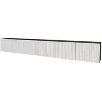 ALTDECOR TV-Schrank KITO-W mit Gefrästen Fronten 3x100x40x40 Lowboard hängend, TV Möbel, TV Cabinet, Fernsehtisch, Fernsehschrank, TV Kommode, TV Tisch, TV Sideboard, TV Board - Schwarz / Weiß
