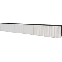 ALTDECOR TV-Schrank NOA-2-W mit Gefrästen Fronten 3x100x40x40 Lowboard hängend, TV Möbel, TV Cabinet, Fernsehtisch, Fernsehschrank, TV Kommode, TV Tisch, TV Sideboard, TV Board - Schwarz / Weiß