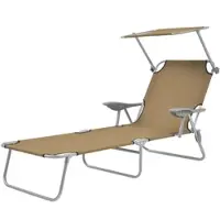 Furnicato Sonnenliege Klappbar Mit Verstellbarem Sonnenschutz 58x189x27 Cm Taupe