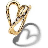 Pandora 164675C01 Damenring Herz mit Steinen Besetzt Goldfarben