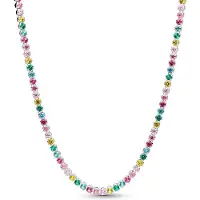 Pandora 394648C01-40 Tennis-Halskette für Damen in Regenbogenfarben Silber