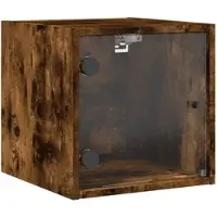 Décoshop26 - Nachttisch mit Glastür 35 x 37 x 35 cm braunes Holzwerkstoff Glas DEC033266