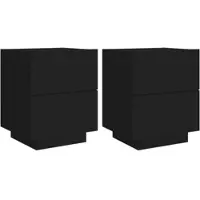 Décoshop26 - Set aus 2 Nachttischen mit Schubladen und LED-Beleuchtung 45 x 40 x 55 cm aus schwarzem Holzwerkstoff DEC032859
