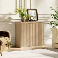 MODFU Sideboard aus MDF in Eiche, 80x40x80 cm, mit Faltenfront und Griffaussparung