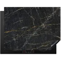 KitchenYeah Herdabdeckplatte Marmor gold schwarz | Gr.: 80 x 52 cm