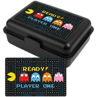 United labels BANDAI Pac-Man Brotdose Ready! Player One Lunchbox Butterbrotdose Trennwand in schwarz | Gr.: onesize