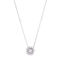 Luxenter Halskette aus 925er Sterlingsilber und glänzendem Zirkonia mit Rhodiumbeschichtung – Raxya