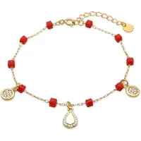 Luxenter Armband aus 925er Sterlingsilber und rotem Kristall mit 18k Gelbgold-Finish | Gr.: onesize