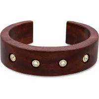 Luxenter Armband aus 925er Sterlingsilber und braunem Holz mit 18 Karat Gelbgold-Finish – Ehko