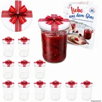 MamboCat 12er Set Sturzglas 435ml Einmachglas + TO-Deckel 82 Geschenk-Dekor + Heft