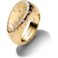 Pandora 164671C01 Ring für Damen Ovaler Siegelring mit Steinbesatz Goldfarben