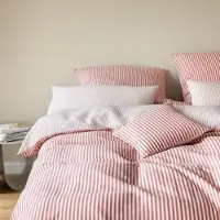 Elegante Halbleinen Bettwäsche Bold 240x220 cm + 2x 80x80 cm | wassermelone - rot