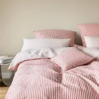 Elegante Halbleinen Bettwäsche Bold 200x220 cm + 2x 80x80 cm | wassermelone - rot