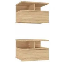Décoshop26 - Set aus 2 wandmontierten Nachttischen mit Schublade und Ablage 40 x 31 x 27 cm Holzwerkstoff Eichenfarbe DEC035995
