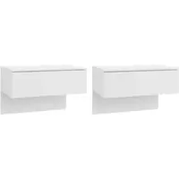 Décoshop26 - Set aus 2 wandmontierten Nachttischen 60 x 40 x 40 cm aus weißem Holzwerkstoff DEC036028