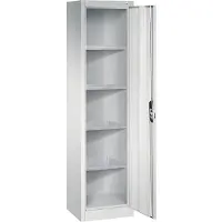 C+P Werkzeugschrank mit Drehtür, innen 4 Böden, H1950xB500xT400mm Front Lichtgrau Korpus Lichtgrau
