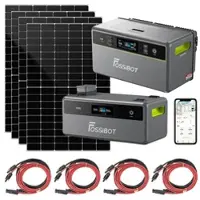 FOSSiBOT On-Grid-Powerstation mit 4 Glas-Glas-Solarmodulen, 2x 1.958 Wh, App