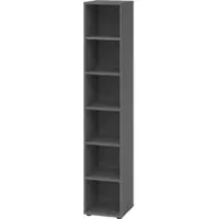Bümö Regal graphit, Standregal aus Holz für 6 Ordnerhöhen - Bücherregal groß 40 cm schmal, Aktenregal für Ordner & Bücher, großes Büroregal,
