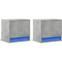 Décoshop26 - Set aus 2 wandmontierten Nachttischen mit LED-Beleuchtung 45 x 31 x 40,5 cm graues Holzwerkstoff DEC036154