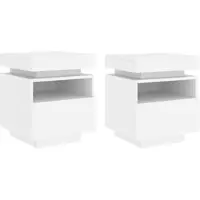 Décoshop26 - Set aus 2 Nachttischen mit Schubladen und RGB-LED-Beleuchtung 40 x 39 x 48,5 cm weißes Holzwerkstoff DEC032825