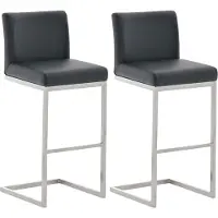 CLP 2er Set Barhocker Paros mit Kunstlederbezug Edelstahl Fußablage bis 240 kg braun