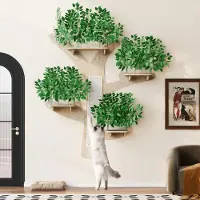 Great han Baumförmiger Wand-Kratzbaum Kiefernholz 155x210cm mit Kratzfläche und Plattformen
