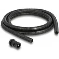 DeLOCK Kabelschutzschlauch 2 m x 13 mm mit 2 x PG9 Schlauchverschraubung Set schwarz, Kabelmuffe, Kunststoff, Schwarz