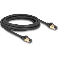 DeLOCK RJ45 Netzwerkkabel Cat.6A Stecker zu Stecker S/FTP schwarz 3 m mit Cat.7 Rohkabel Industrie und Outdoor tauglich, 3 m, Cat7, S/FTP (S-STP), RJ-45, RJ-45, Schwarz
