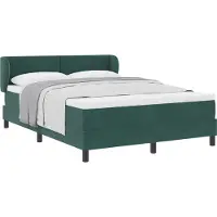 vidaXL Boxspringbett mit Kopfteil Dunkelgrün 140 x 200 cm Samt