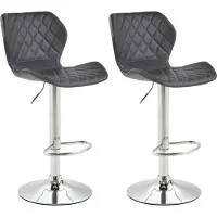 CLP 2er Set Barhocker Cork Kunstleder höhenverstellbar und 360 Grad drehbar | Farbe schwarz Gestell Farbe chrom