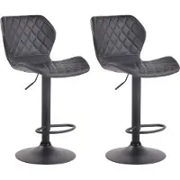 CLP 2er Set Barhocker Cork Kunstleder höhenverstellbar und 360 Grad drehbar | Farbe schwarz Gestell Farbe schwarz