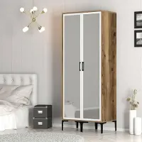 Dmora Kleiderschrank 2 Türen Alcyone 80x201,4cm Braun