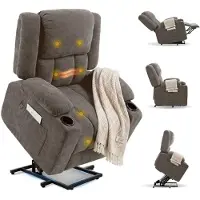 FlexiSpot XL6 Elektrischer Massagesessel mit Aufstehhilfe, Heizfunktion, USB-Anschluss & Decke, 105°-165° verstellbar, belastbar bis 200 kg (Hellgrau)