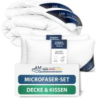 AM Qualitätsmatratzen Premium Mikrofasser Bettdecken- & Kissen 2er Set Made in Germany 155x220cm